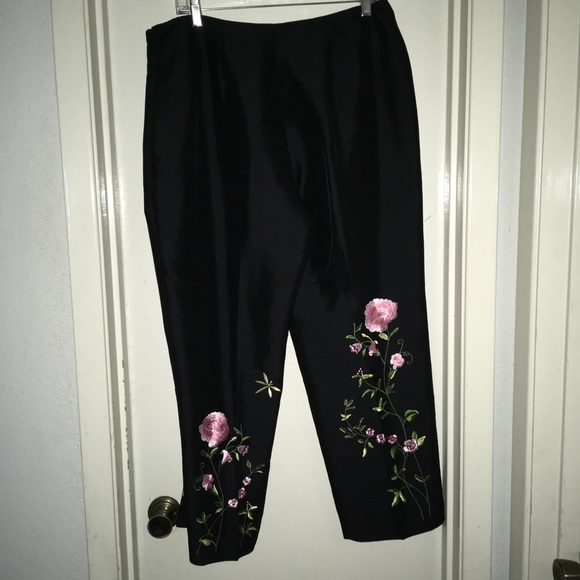 Ann Taylor Pants - Ann Taylor Sz 14 Lined Silk Pants W/Floral Accents